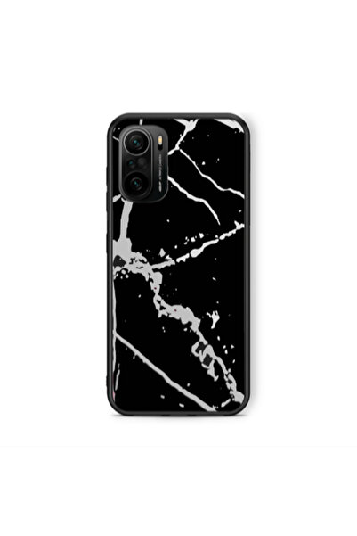 Other Xiaomi Poco F3 Marble Cream Cracks Black Glossy Θήκη
