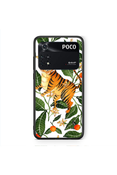 Other Xiaomi Poco M4 Pro 4G Flower Leopard and Laves Black Glossy Θήκη