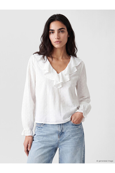 LC Waikiki I Ruffled V Planting Embroidery Blouse from Freezen Store