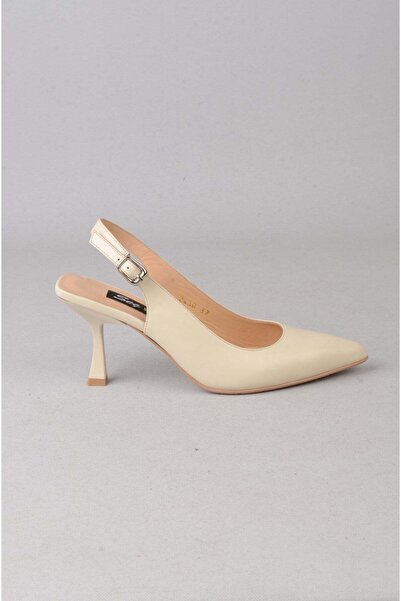 SEÇ KUNDURA Seç V2430 Genuine Leather Heelled Shoes (Heel Height: 8 cm) Beige