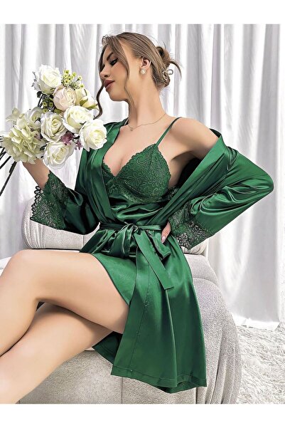 Mariposa Secret Special Design Lace Embroidered Chest-Cut Out Dressing Gown 2...