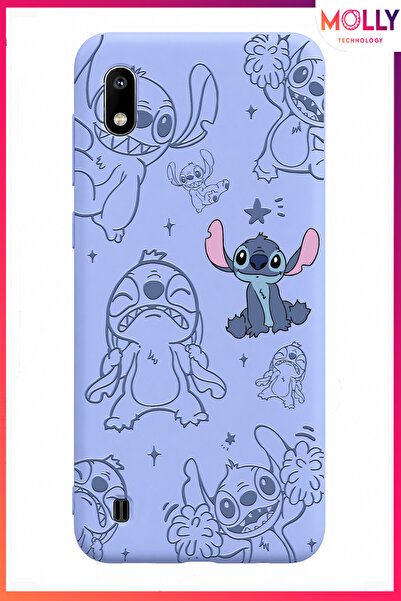 Molly SAMSUNG GALAXY A10 İçin Bebe Mavisi Stitch Tatlı Çılgınlık Desenli Sili...