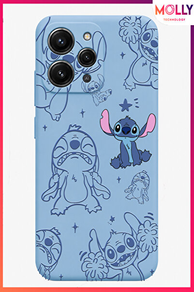 Molly REDMİ 12 İçin Bebe Mavisi Stitch Tatlı Çılgınlık Desenli Silikon Kılıf