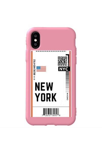 Other Apple iPhone X New York NYC Pink Colored Silicone TPU Θήκη
