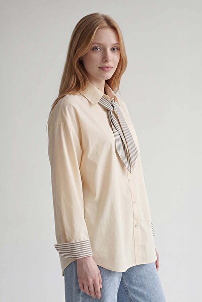 Levidor Beige Fine Line Tie-Dye Detailed Shirt