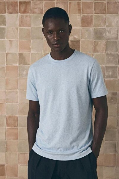 DAMGA JEANS Men's Classic Relaxed Fit Baby Blue T-Shirt