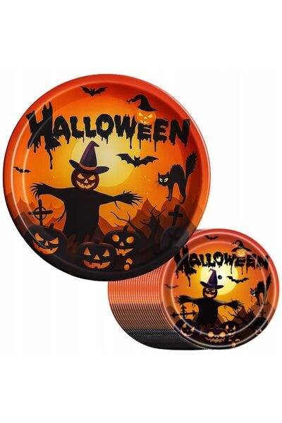 Korbi Set de farfurii decorative de hârtie de Halloween, 24 bucăți