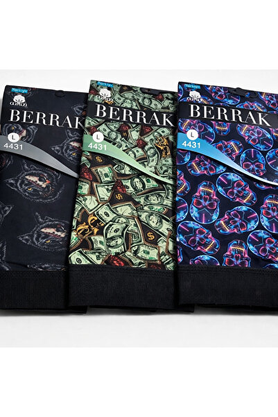 Berrak Men's Boxer Set 3-Piece Fun Patterned Cotton Flexible Comfortable Boxe...