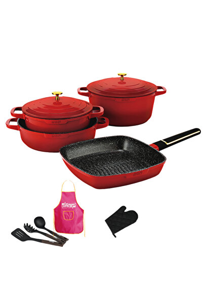 DSP Set premium de 11 piese de oale și tigăi din aluminiu turnat, cu strat an...