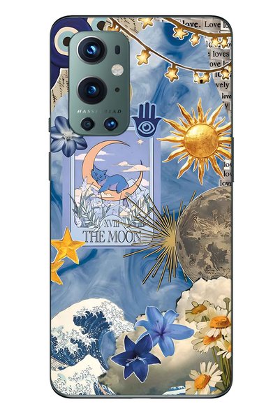 FLAMENKO حافظة هاتف شفافة متوافقة مع One Plus 9 Pro من Ay Sun Vintage Sky Pat...