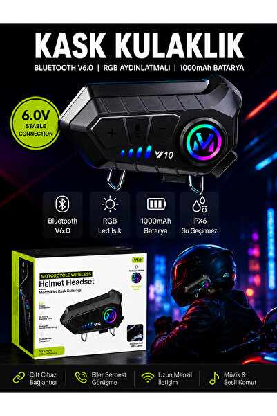 DEANB 1000mAh Bluetooth 6.0 İnterkom Motosiklet Kask Kulaklığı IPX6 Su Geçirm...