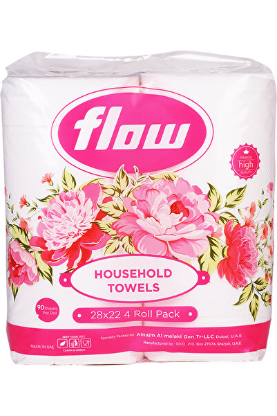 Flow Kitchen Towel Embossed 2Ply 28x22cm 4x90's