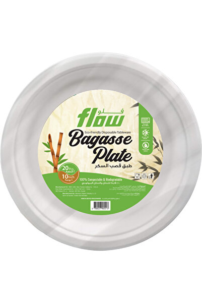 Flow Bagasse Round Plate 10in 20's