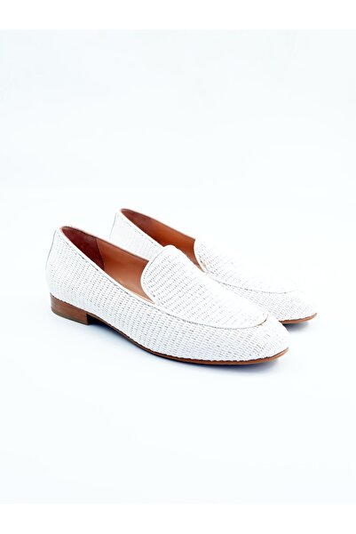 Tenau Women's genuine leather flat shoes white