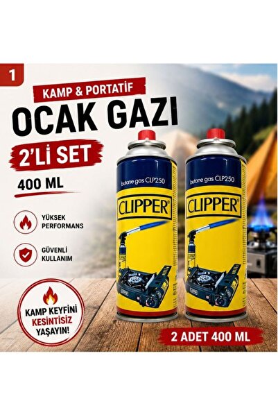 Clipper 2 Adet 400 ml Portatif Ocak Gazı Kartuşu Çakmağı | Taşınabilir Kamp v...