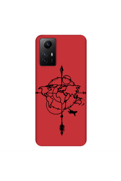 Other Xiaomi Redmi Note 12s Old Map Red Colored Silicone TPU Θήκη