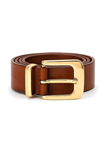SHAKA Brown Shk3018 Women's Shiny Square and Gold Strap Detailed Gold Buckle ...