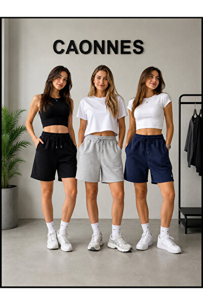CAONNES 3-Piece Shorts for Women (Black-Grey-Navy Blue) Summer Shorts Comfort...