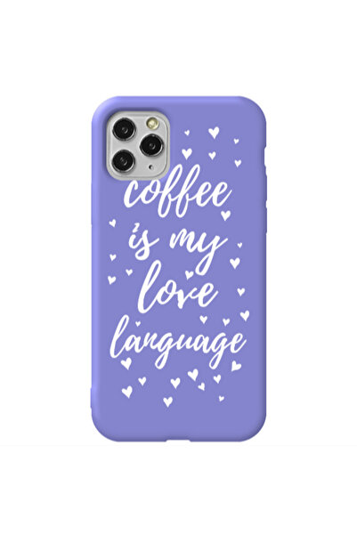 Other Apple iPhone 11 Pro Coffe is my love language Purple Colored Silicone T...