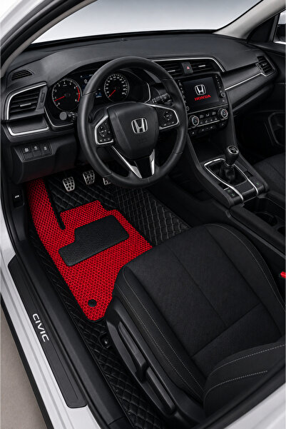 PASPASGRAFT Honda Siyah 8D Deri Tam Kaplama Havuzlu Oto Paspas + Kırmızı EVA ...