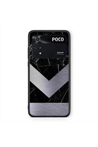 Other Xiaomi Poco M4 Pro 4G Marble Arrow Down Black Glossy Θήκη