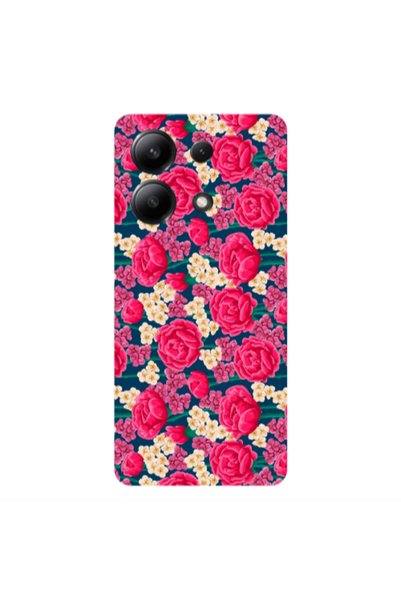 Other Xiaomi Redmi Note 13 4G Red and pink Flowers Transparent Silicone TPU Θήκη