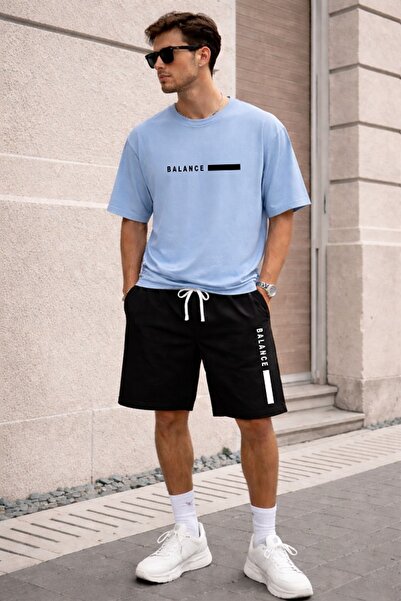 x-compass life Unisex Oversize Shorts Set Printed Crew Neck Short Sleeve T-Sh...