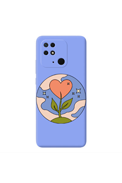 Other Xiaomi Redmi 10C Hearted Flower Light Purple Colored Silicone TPU Θήκη