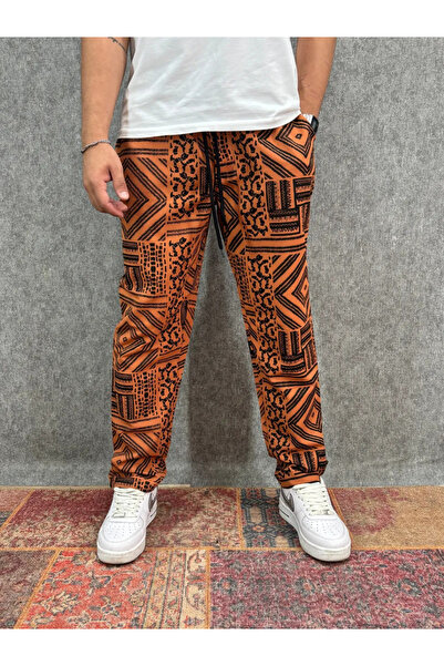 FıttingRoom Straight Leg Patterned Trousers with Elastic Waist