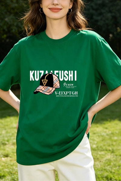 Fleck Womens T Shirts Kuzamushi Cap Graphic Print Casual Loose Fit Streetwear...