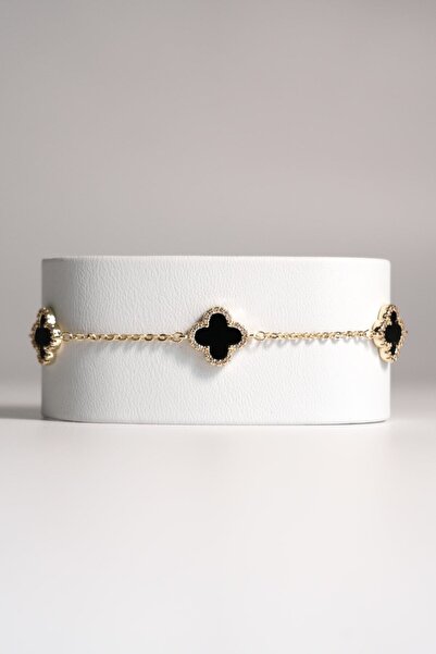 AYRA ACCESSORY Black Clover Motif Gold Color Steel Bracelet