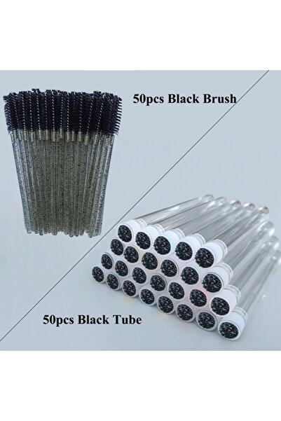Choice 50 pcs black Z 50pcs EyeLash Brushes Reusable Eyelashes Brush Tube for...