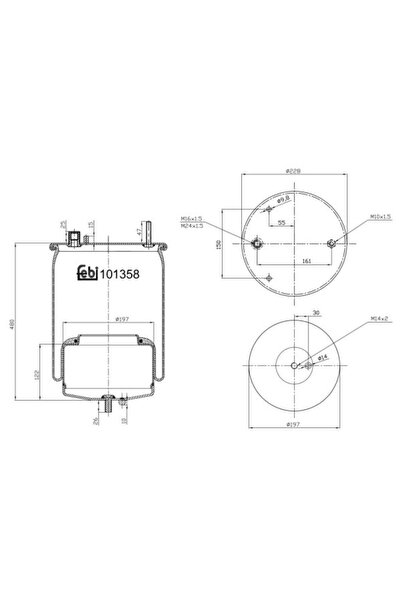 FEBI BILSTEIN Perna de Aer Spate (diametru: 198/228mm) Volvo Fh Ii Fh Iii Fm ...