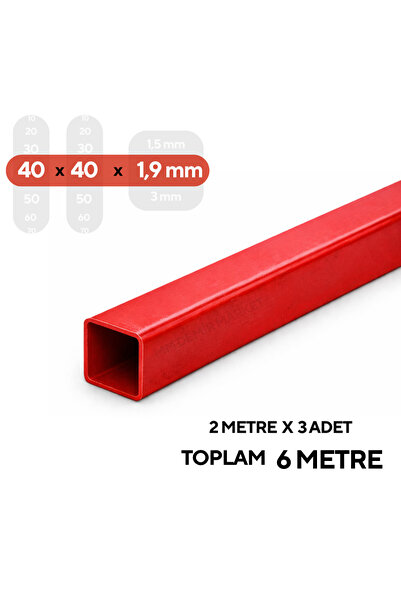 mm demir market 40x40x1,9 mm Boyalı Kutu Profil 6 Metre (3 adet x 2 Metre) | ...