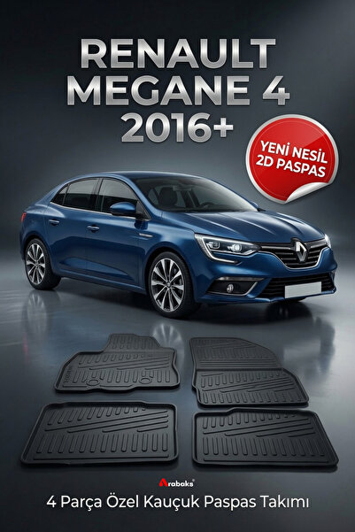 Arabaks Renault Megane 4 2016+ 4 Parça YENİ NESİL 2D Kauçuk Paspas Takımı - Ö...