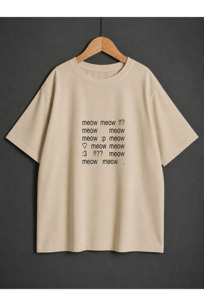 ZİYMO Women's Y2K Meow Meow Written Oversized T-Shirt