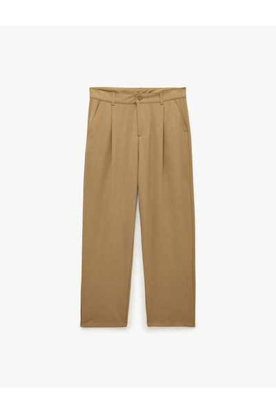 Koton Regular Fit Pocketed Viscose Blended Pleated Fabric Trousers