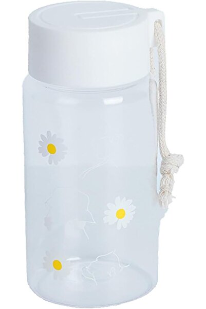 Arabest Small Daisy Transparent Plastic Water Bottle, 480ml/16oz Cute Glass W...