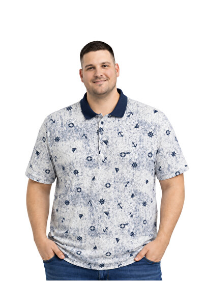 BattalModa Men's Large Size Navy Blue Polo Collar Marina Short Sleeve T-Shirt...