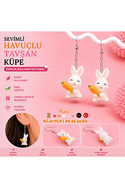 himi bijuteri aksesuar Cheerful Carrot Rabbit Animal Figured Dangle Earrings ...