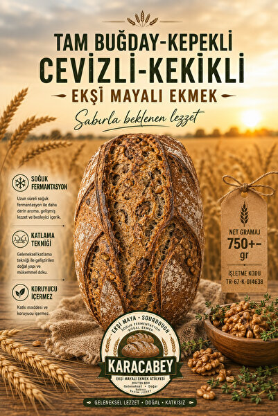 Karacabey Ekşi Maya Tam Buğday-Kepekli Cevizli - Kekikli 750g