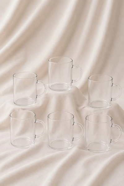 Bereketli Store Milay 6-Piece Borosilicate Glass Cup with Handle |   Heat Res...