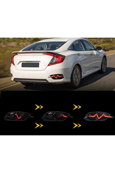 Civic FC5 RITIM DIZAYN ARKA SIS LED KIRMIZI PIANO BLACK