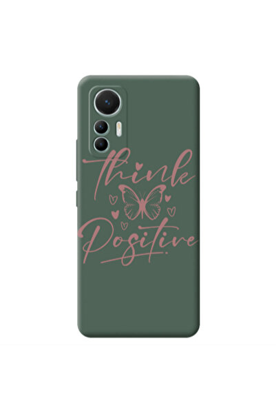 Other Xiaomi Mi 12 Lite Think Positive Dark Green Colored Silicone TPU Θήκη