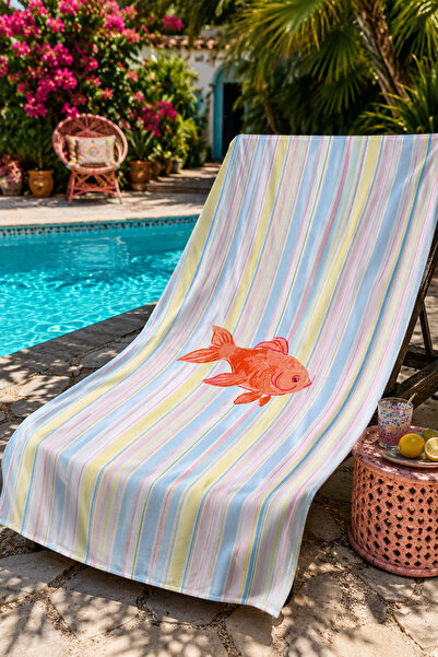 Pilloveland Prosop de mare și plajă - 70 X 140 Cm - Pește în dungi