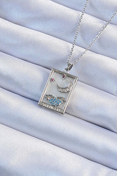 ARMÜZ 316L Steel Chain Silver Color Zircon Cubic Zirconia Moon Figure Tarot N...