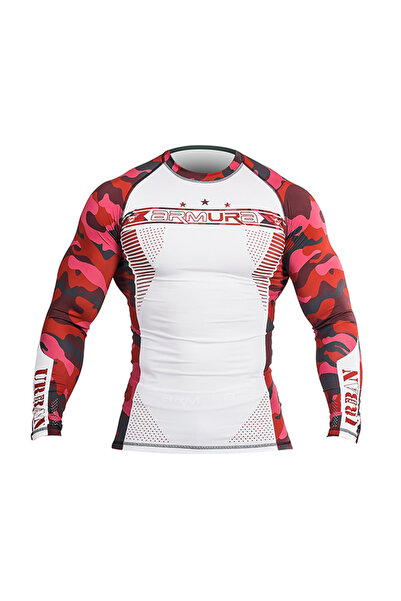 ARMURA Rashguard roșu cu camuflaj urban