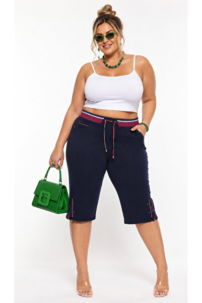Pangos Fashion Plus Size Elastic Waist Lace-Up Back Pocket Detailed Lycra Wom...