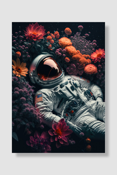 Luna Marissa Poster astronauta Astronaut se proteže kroz cveće Zidni dekor De...