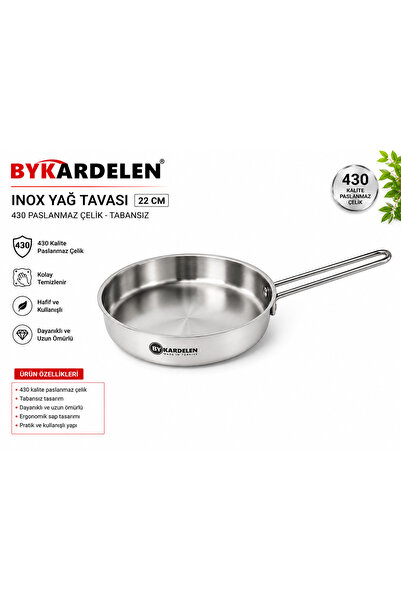 BYKARDELEN | Bykardelen Inox Oil Pan |   22 cm | 430 Quality Stainless Steel ...